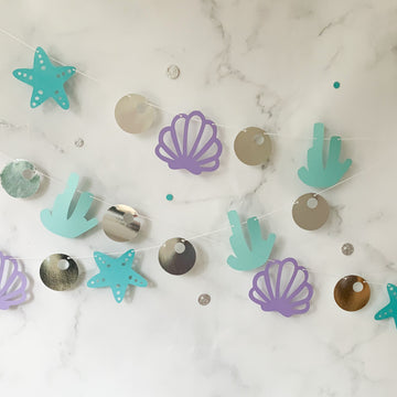 Pinfliers Mermaid Theme Birthday Party Decoration Paper Bunting|Garland, Backdrop| Wall Decoration